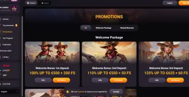 100% up to €500 + 200 free spins on your first deposit at GunsBet: GunsBet Online Casino