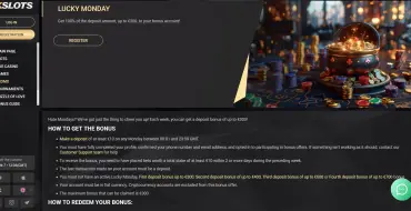 Bonus 100% up to €300 every Monday at 1xSlots: Bonuses at 1xSlots