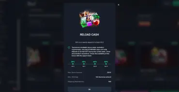 Reload bonus: 50% up to 400 € every week at BEEF: Cash Reload Bonus at BEEF