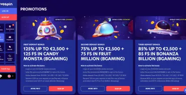 Welcome package up to €7,500 and 285 free spins at Evospin: Evospin Online Casino