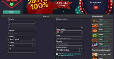 Pin-up casino: Registering