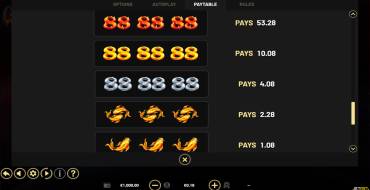 88 Frenzy: Payout table