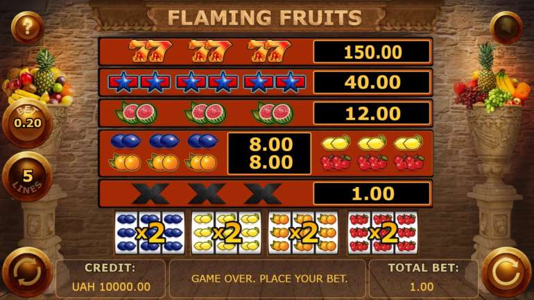 Symbol's cost in Flaming Fruits Flaming Fruits