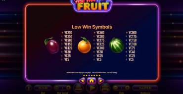 Hot Hot Fruit: Payout table 2