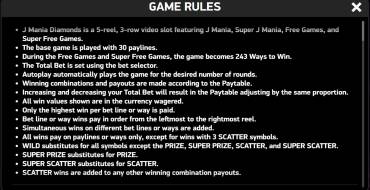 J Mania Diamonds: Rules