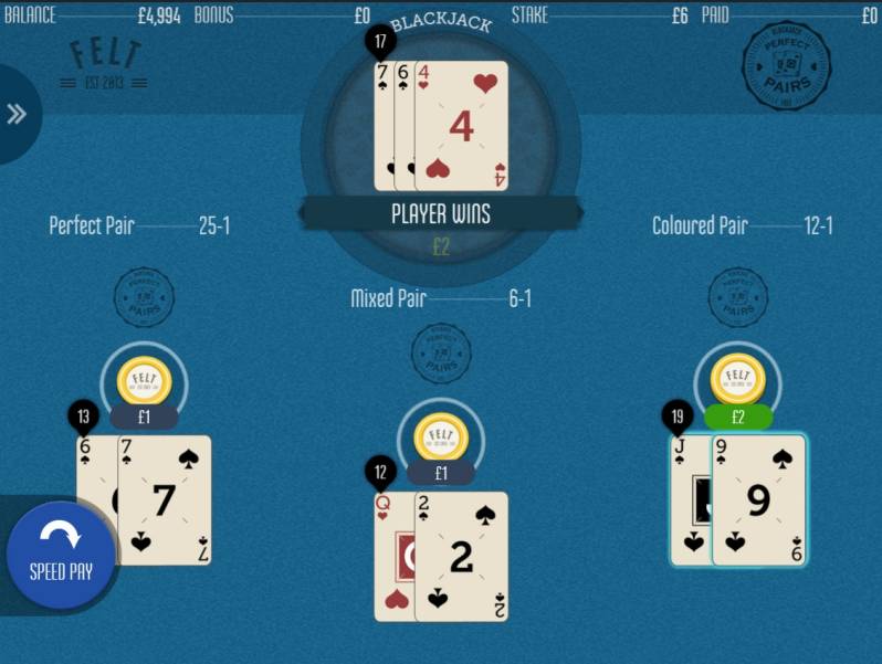 Perfect Pairs Blackjack online