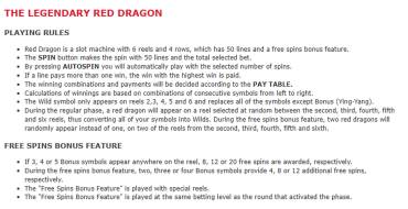 The Legendary Red Dragon: Rules