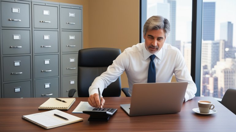 an online casino manager in an office
