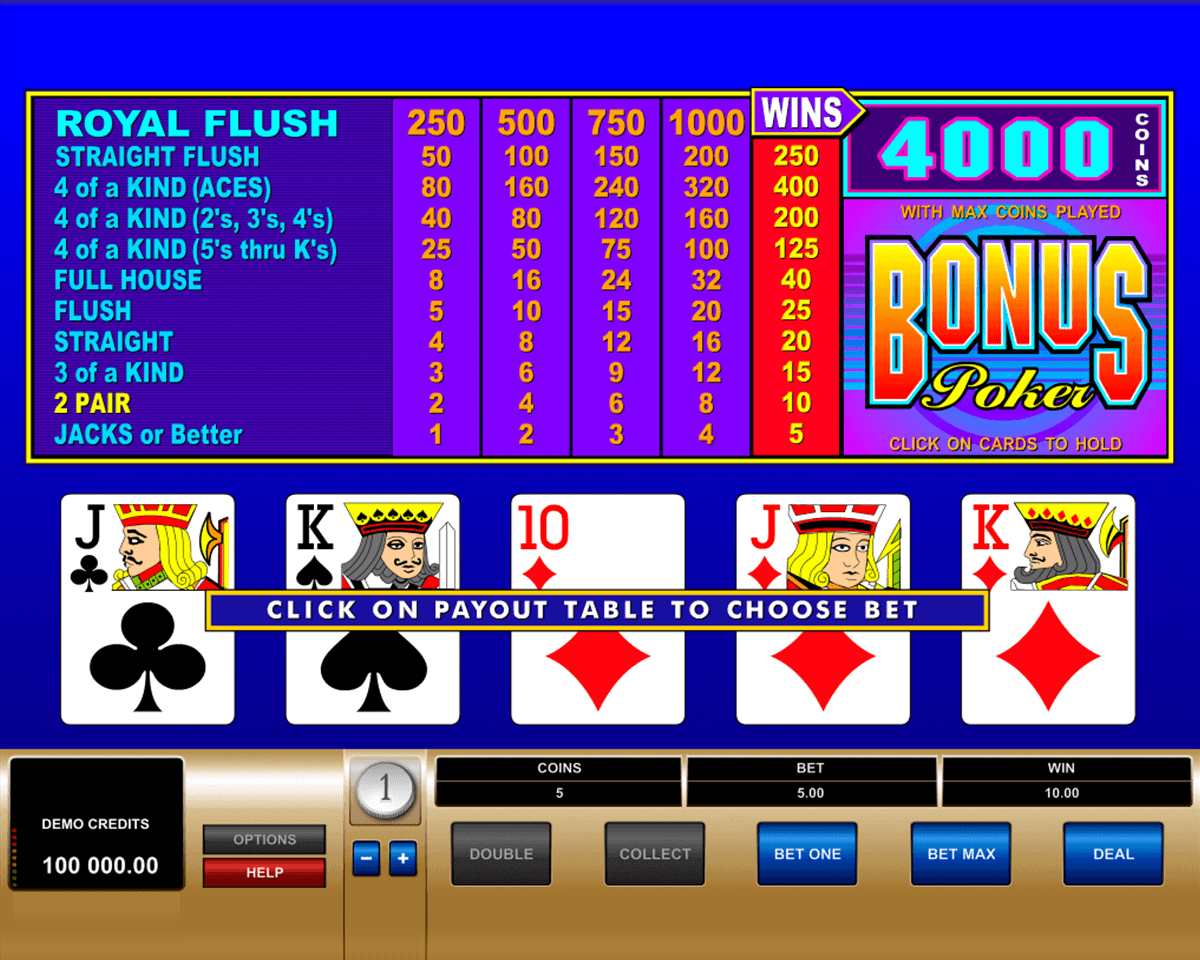 Bonus Poker VideoPoker Bonus Poker